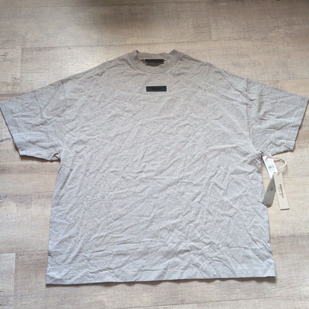 New Fear of God FOG Essentials Oversized T-Shirt Heather Grey Black TagSize L